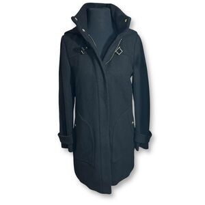 Cole Haan Wool Blend Winter‎ Coat with Buckle Detail Womens 4 Black